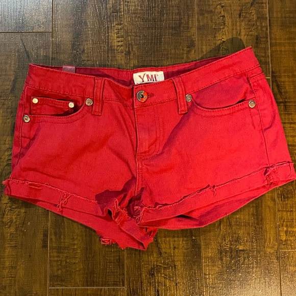 YMI Red Cuffed Shorts - Picture 1 of 9